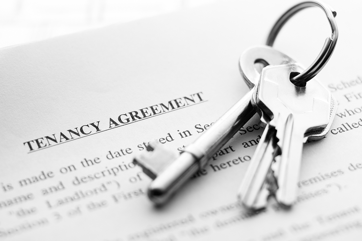 set of new keys on a tenancy agreement