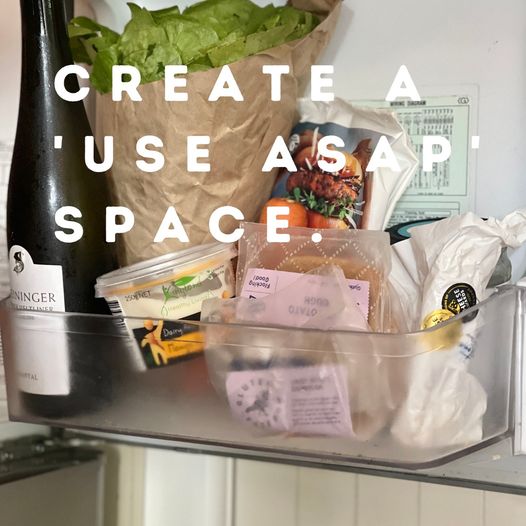 Make an area in the fridge of things you need to use ASAP. So every time you open the fridge those urgent things are staring back at you. PS. that bottle of wine wouldn't have to hang around for too long in my fridge!
